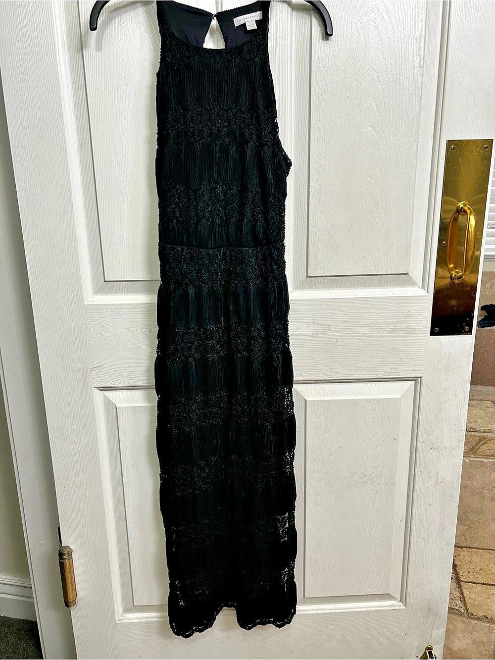 New York & Company Black Textured Maxi Dress Like New
